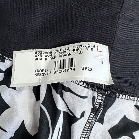 Lands End Swim Shorts Black White Floral 22W Quick Dry Stretch Pockets - Picture 6 of 10